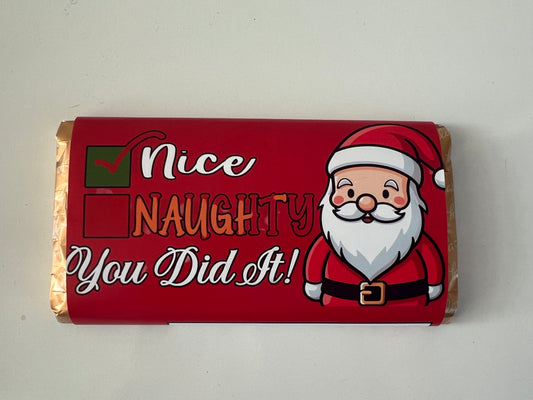 Santa nice list chocolate wrapper (chocolate not included)