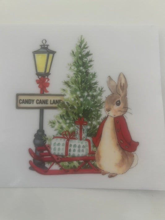 Peter rabbit candy cane lane  decal