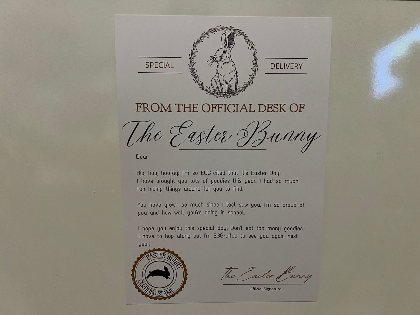 Easter Bunny letter