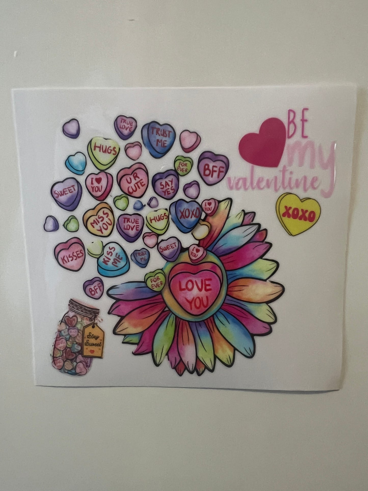 Be my valentine love hearts decal