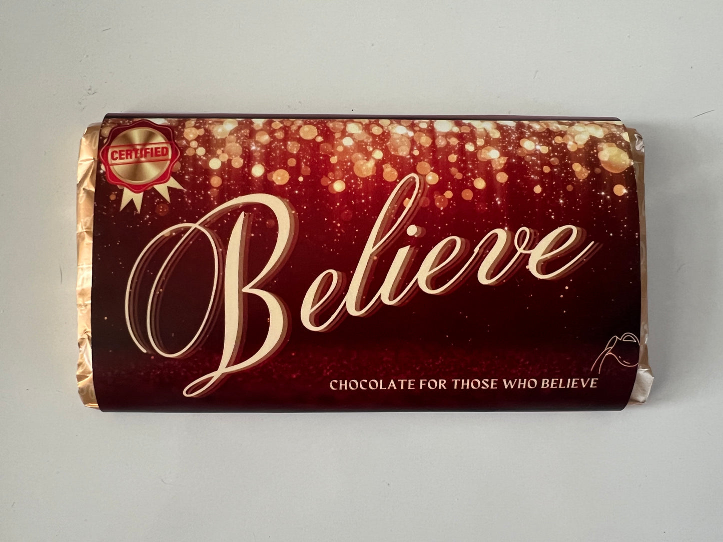 Believe chocolate bar wrapper