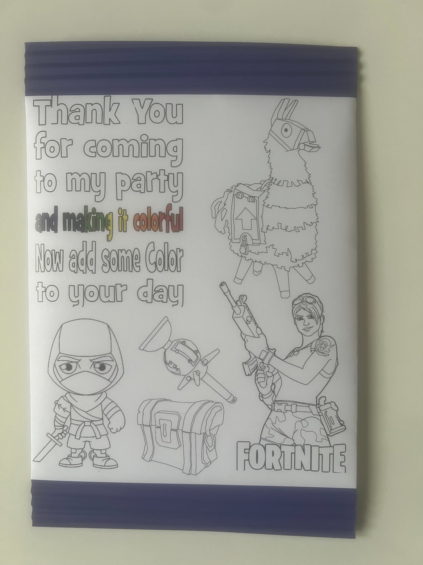 Thank you for coming to my party character colour your own treat bag