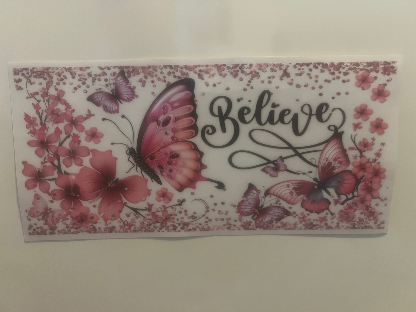 Believe pink butterfly wrap