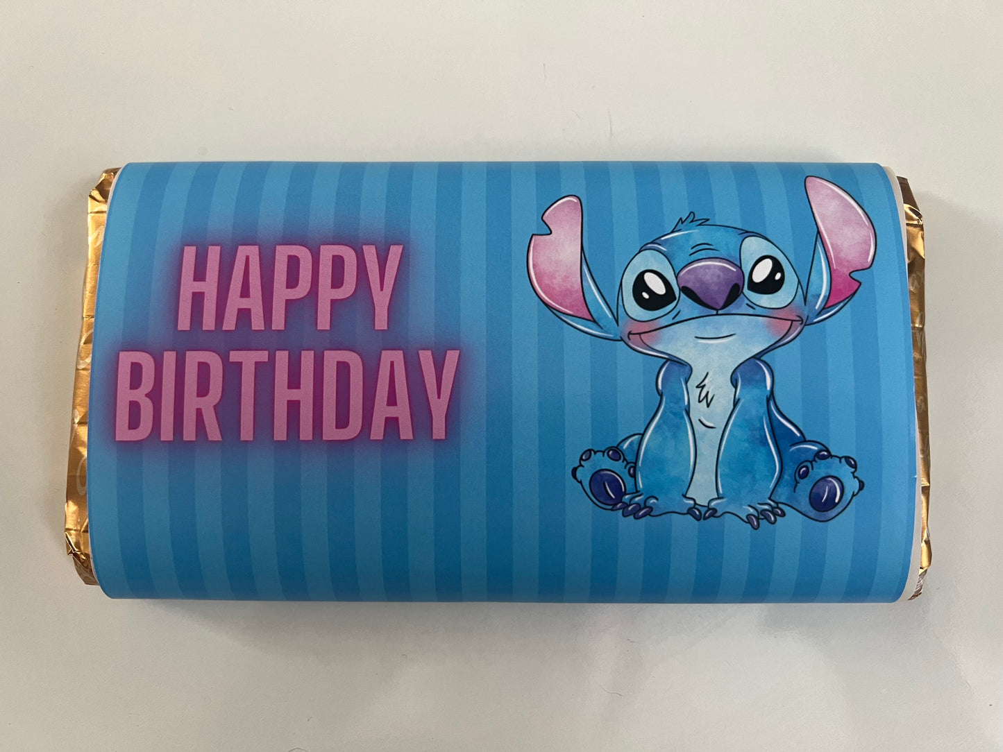 happy birthday chocolate bar wrapper - stitch