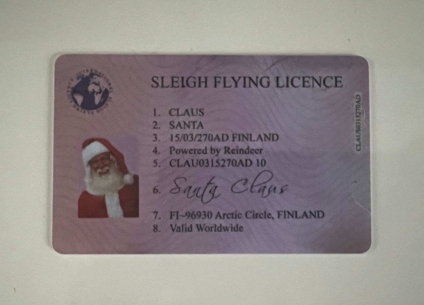 Santa flying license