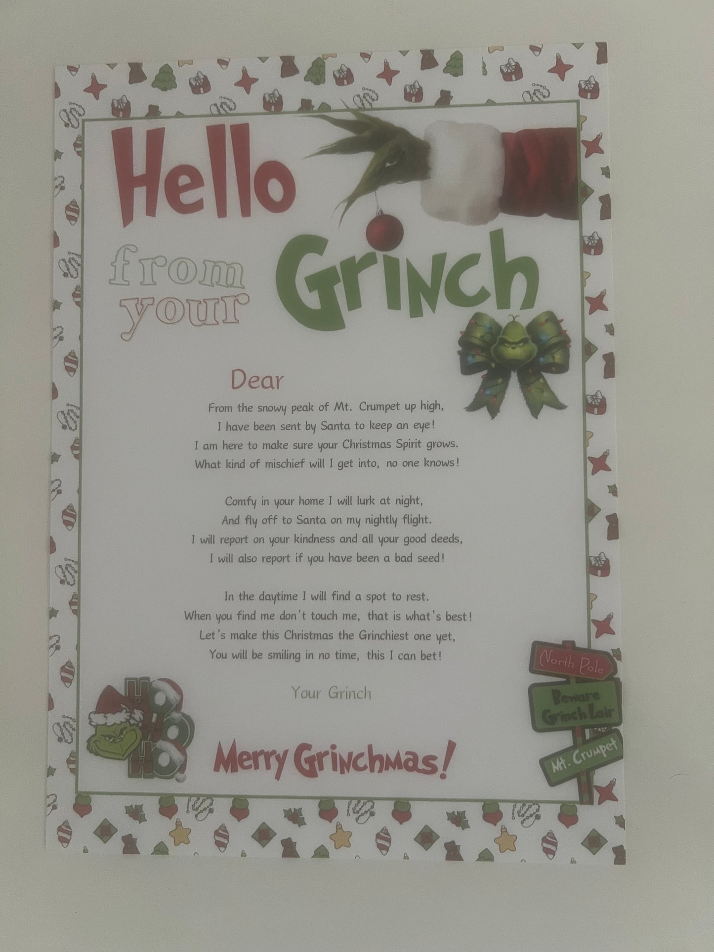 Grinch hello and goodbye letter set