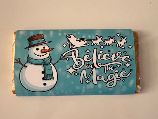 Believe in fhe magic snowman man chocolate wrapper (chocolate not included)