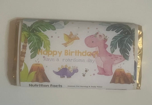 Dinosaur Happy birthday chocolate bar wrapper