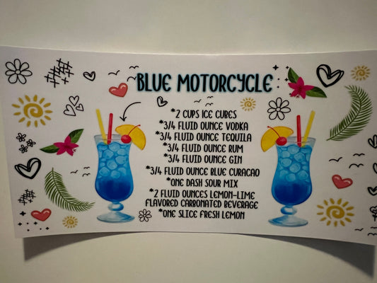 Blue motorcycle cocktail wrap