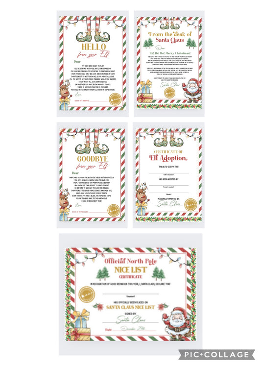 Elf and Santa letters and certificates complete set