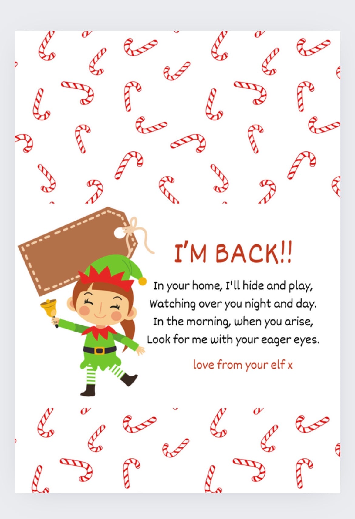 Elf arrival chocolate bar wrapper