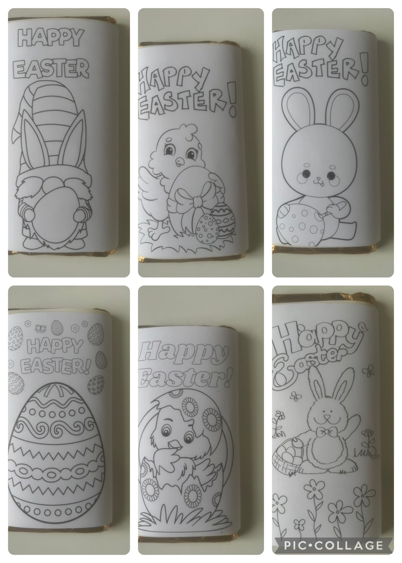 Easter colour your own set of 6  chocolate bar wrapper