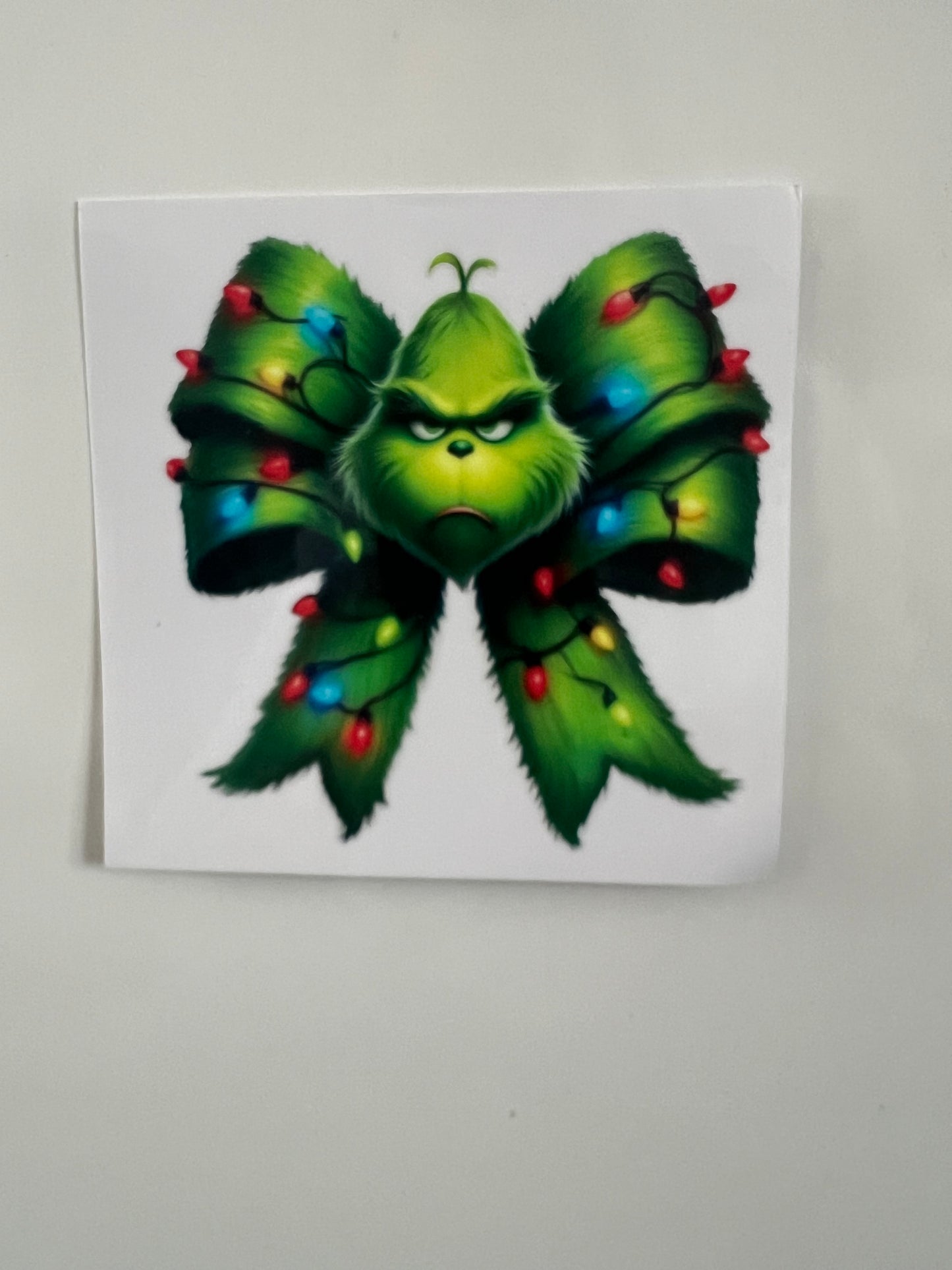 Grinch bow decal