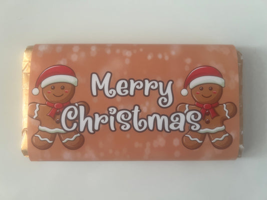 Merry Christmas gingerbread man chocolate wrapper (chocolate not included)