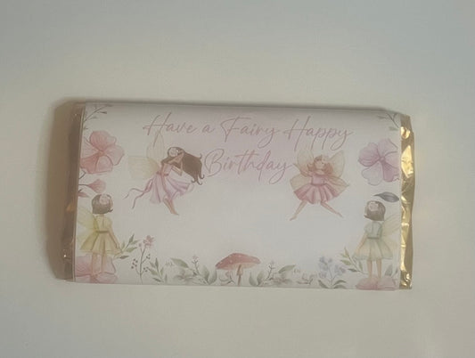 Fairies  Happy birthday chocolate bar wrapper