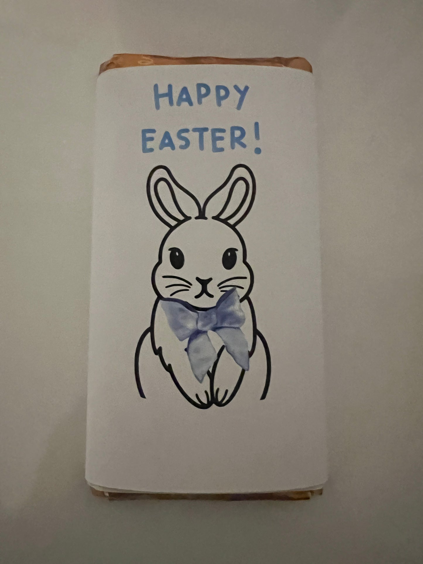 Happy Easter bunny chocolate wrapper blue (chocolate not included)