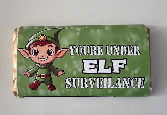 Elf surveillance chocolate wrapper (chocolate not included)