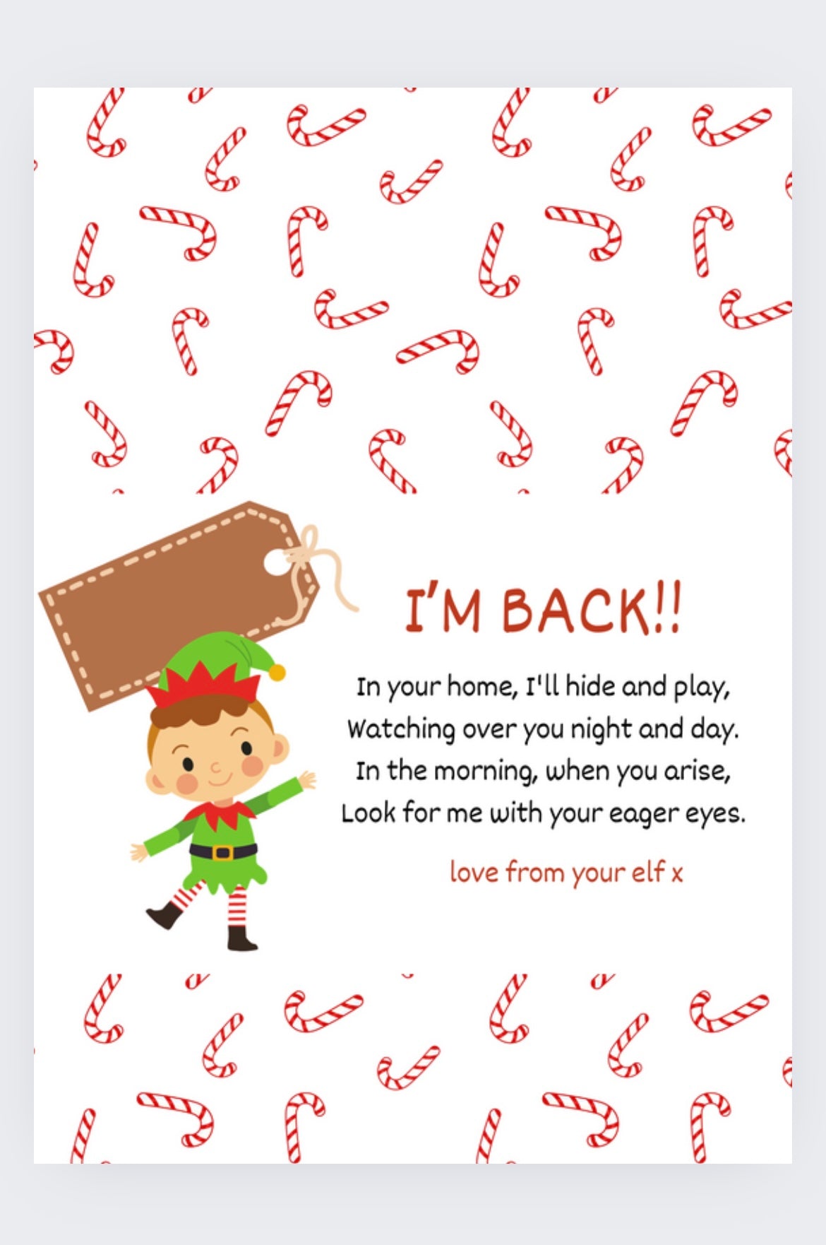 Elf arrival chocolate bar wrapper