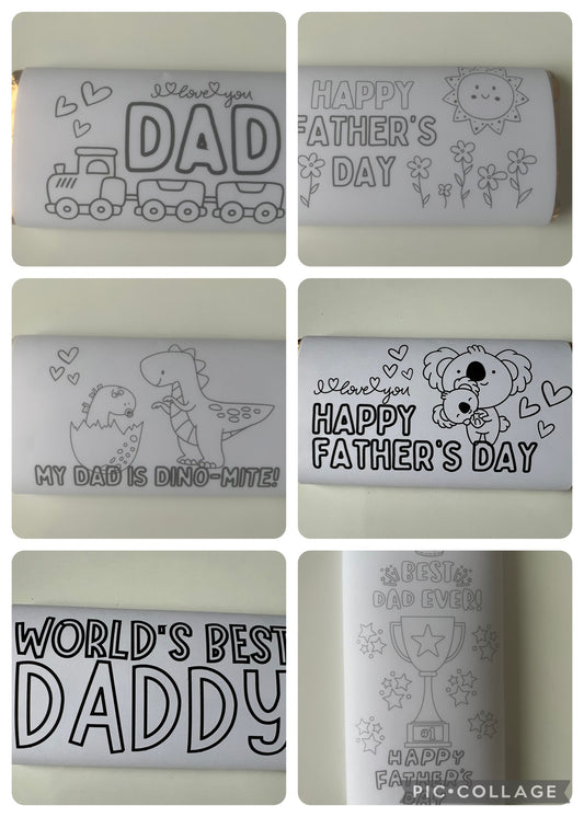 Fathers  day colour your own set of 6  chocolate bar wrapper