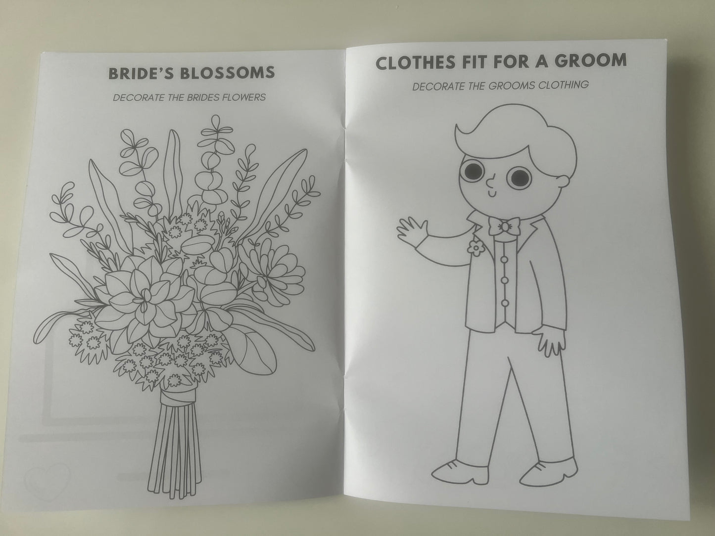 Childrens wedding day activity colouring book