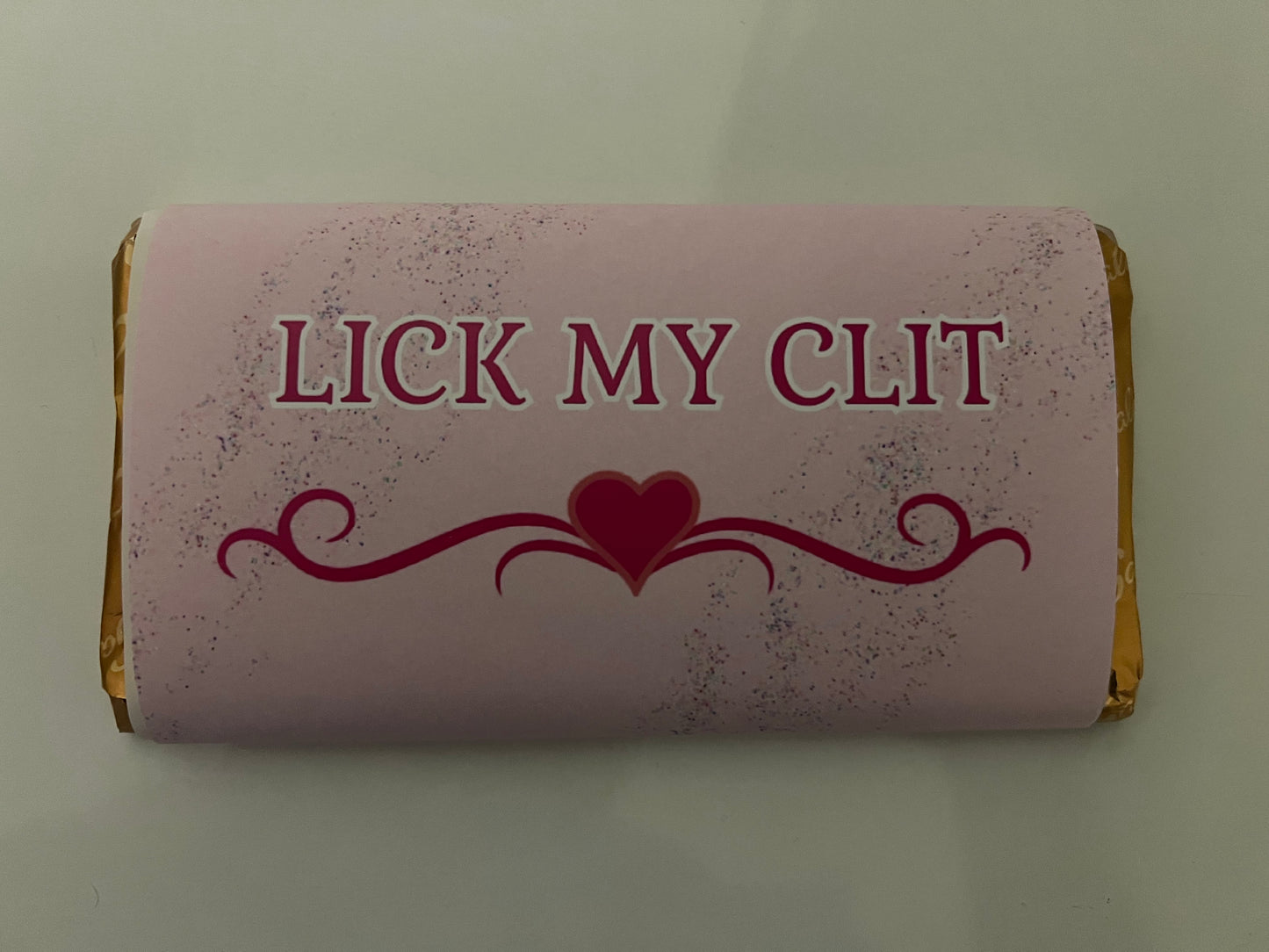 Lick my clit valentines chocolate wrapper (chocolate not included)